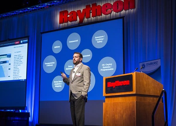 Aerospace and defense technology expert Professor Greg McNeal addressing industry leaders at a Raytheon sponsored conference Aerospace and defense technology expert Professor Greg McNeal addressing industry leaders at a Raytheon sponsored conference